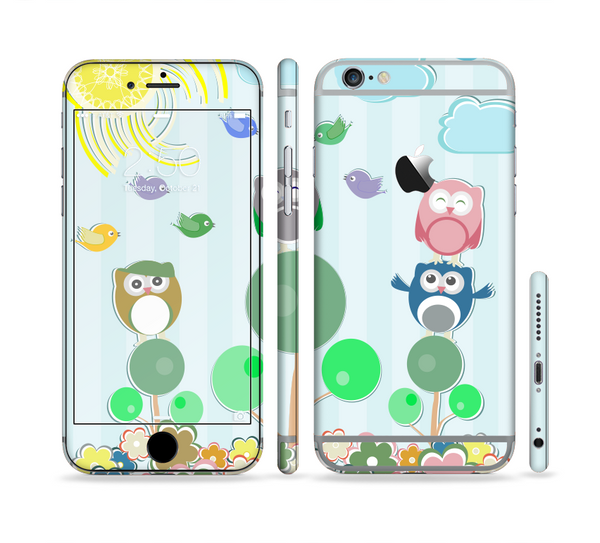 The Colorful Emotional Cartoon Owls in the Trees Sectioned Skin Series for the Apple iPhone 6