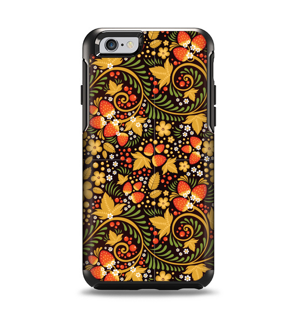 The Colorful Floral Pattern with Strawberries Apple iPhone 6 Otterbox Symmetry Case Skin Set
