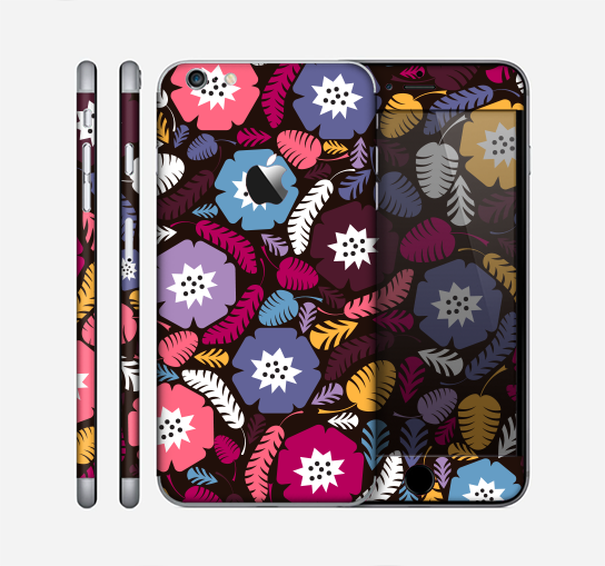 The Colorful Hugged Vector Leaves and Flowers Skin for the Apple iPhone 6 Plus