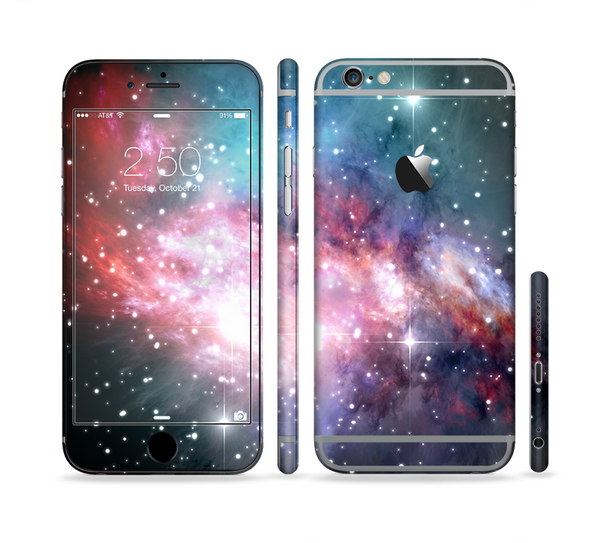 The Colorful Neon Space Nebula Sectioned Skin Series for the Apple iPhone 6 Plus