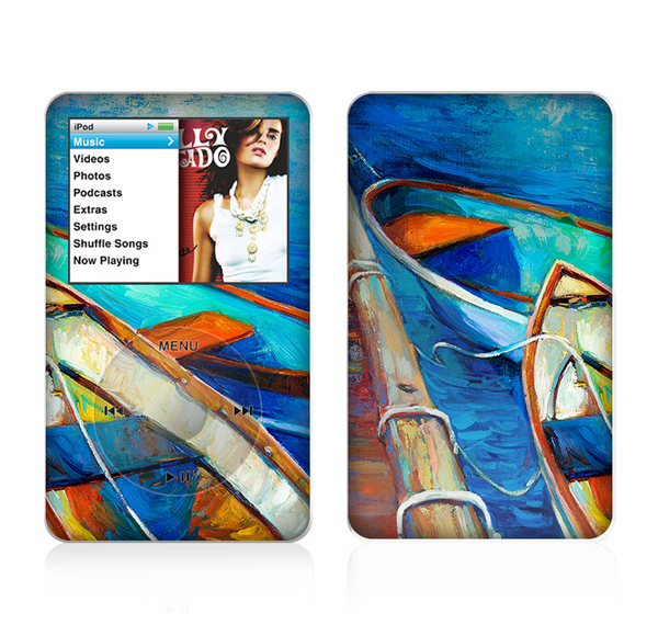 The Colorful Pastel Docked Boats Skin For The Apple iPod Classic