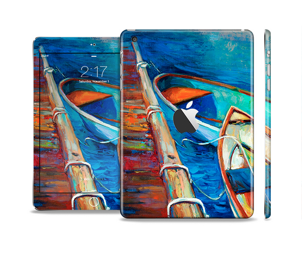 The Colorful Pastel Docked Boats Skin Set for the Apple iPad Mini 4