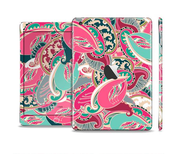 The Colorful Pink & Teal Seamless Paisley Skin Set for the Apple iPad Mini 4