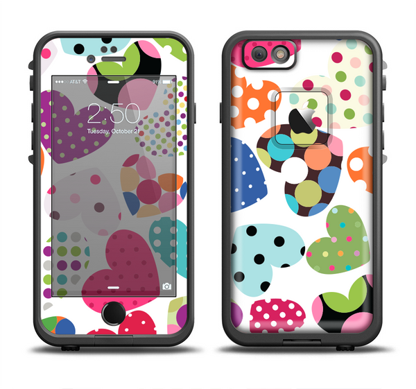 The Colorful Polkadot Hearts Apple iPhone 6/6s LifeProof Fre Case Skin Set