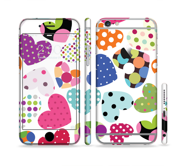 The Colorful Polkadot Hearts Sectioned Skin Series for the Apple iPhone 6