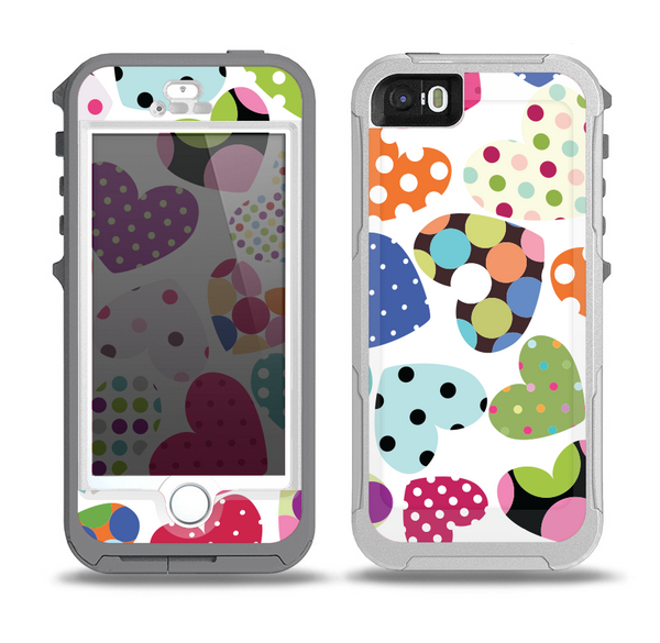The Colorful Polkadot Hearts Skin for the iPhone 5-5s OtterBox Preserver WaterProof Case