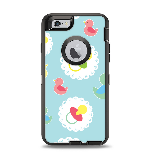 The Colorful Rubber Ducky and Blue Apple iPhone 6 Otterbox Defender Case Skin Set