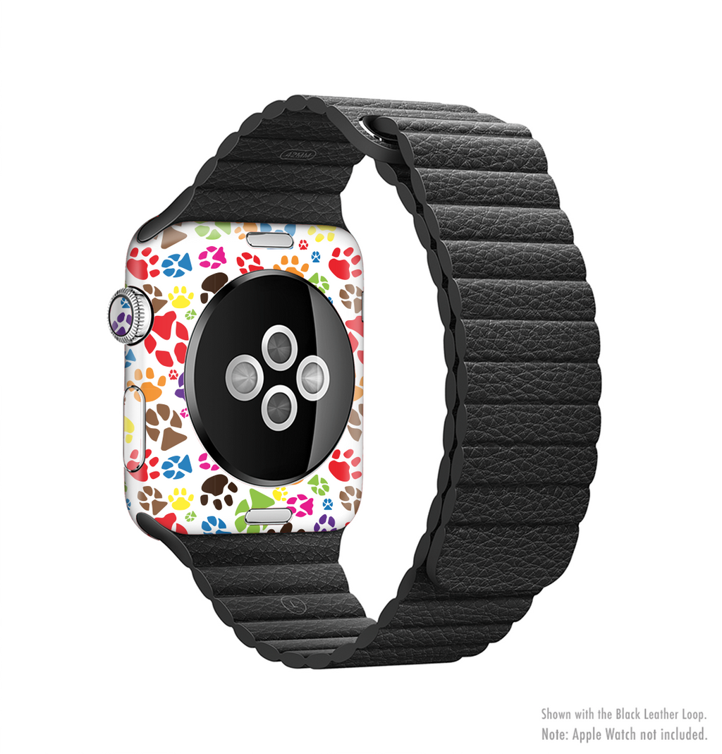 The Colorful Scattered Paw Prints Full-Body Skin Set for the Apple