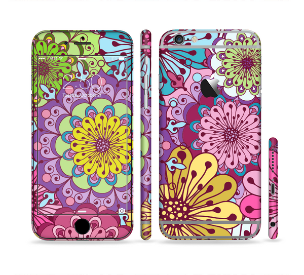 The Colorful Vector Flower Collage Sectioned Skin Series for the Apple iPhone 6