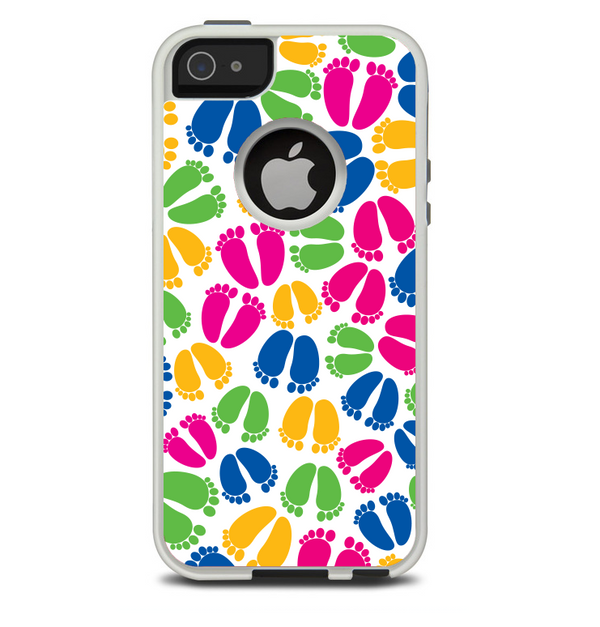 The Colorful Vector Footprints Skin For The iPhone 5-5s Otterbox Commuter Case