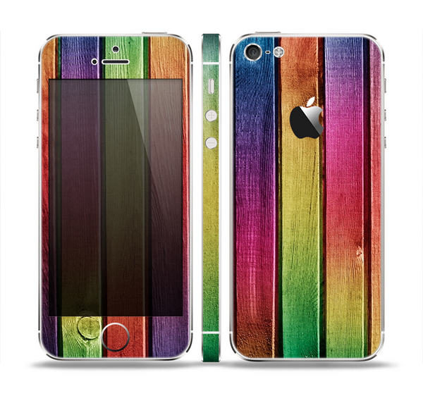 The Colorful Vivid Wood Planks Skin Set for the Apple iPhone 5