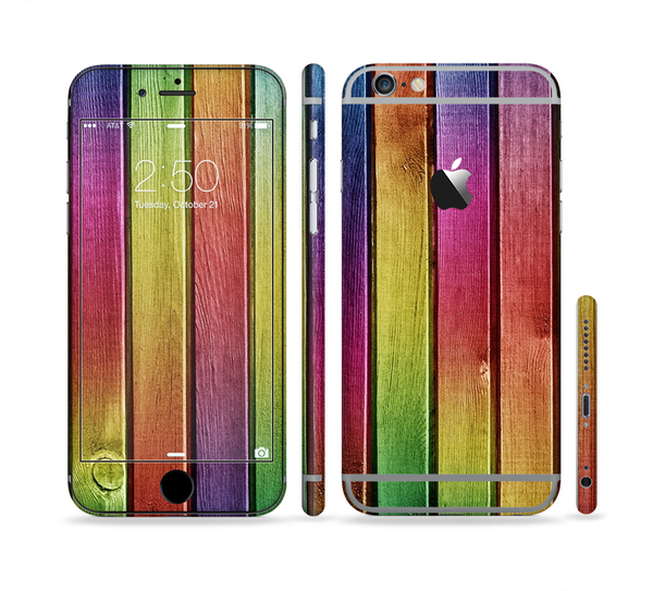 The Colorful Vivid Wood Planks Sectioned Skin Series for the Apple iPhone 6