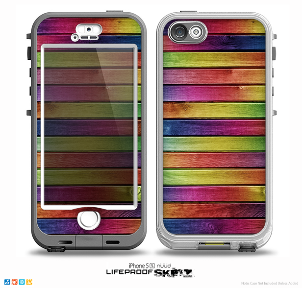 The Colorful Vivid Wood Planks Skin for the iPhone 5-5s NUUD LifeProof Case for the LifeProof Skin