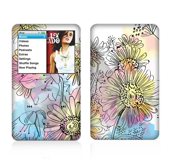 The Colorful WaterColor Floral Skin For The Apple iPod Classic