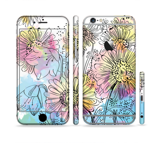The Colorful WaterColor Floral Sectioned Skin Series for the Apple iPhone 6