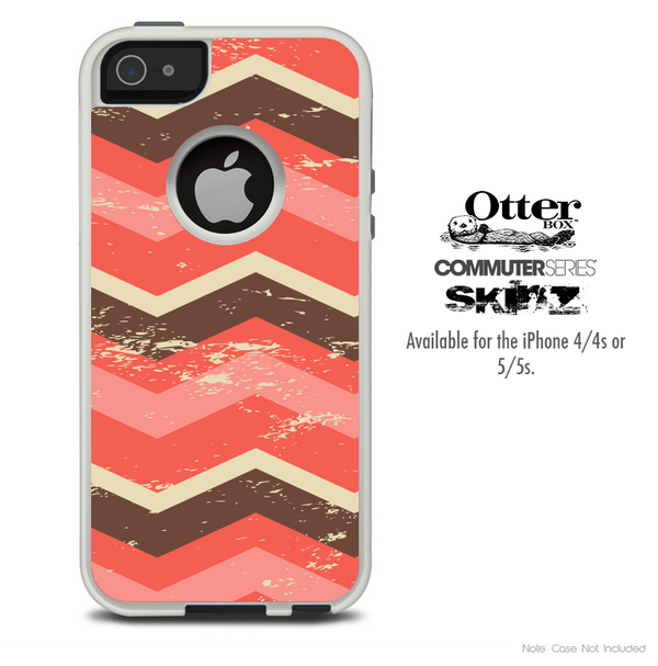 The Wide Coral Abstract Chevron Pattern Skin For The iPhone 4-4s or 5-5s Otterbox Commuter Case
