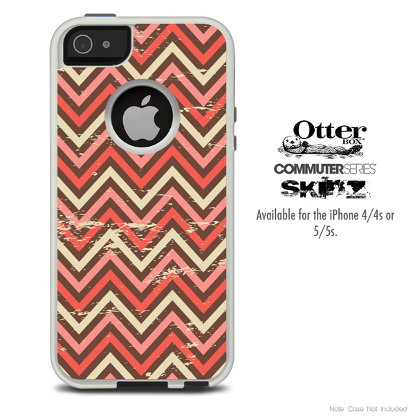 The Coral Abstract Chevron Pattern V2 Skin For The iPhone 4-4s or 5-5s Otterbox Commuter Case