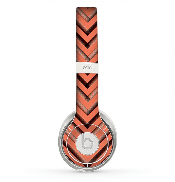 The Coral & Black Sketch Chevron Skin for the Beats by Dre Solo 2 Headphones