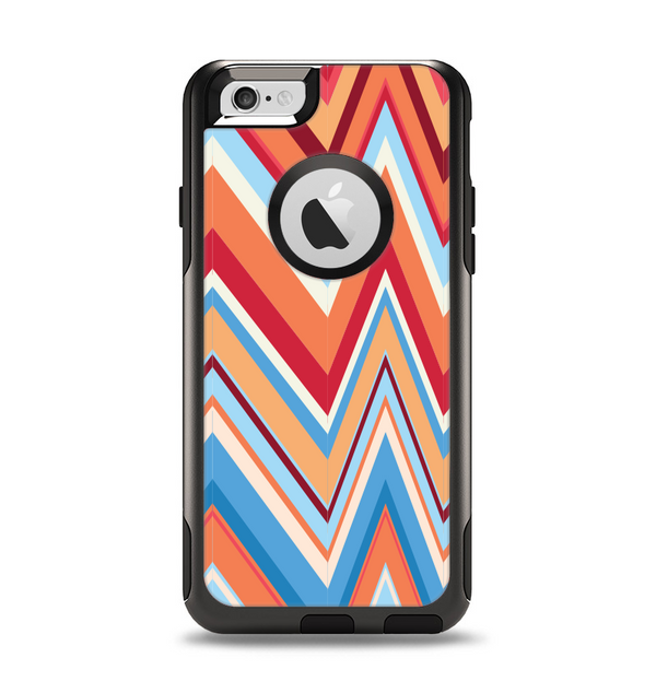 The Coral & Red Chevron Zig Zag Pattern V43 Apple iPhone 6 Otterbox Commuter Case Skin Set