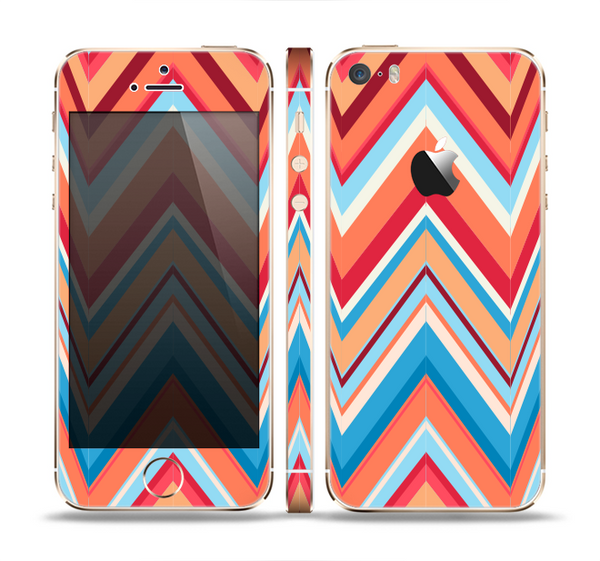 The Coral & Red Chevron Zig Zag Pattern V43 Skin Set for the Apple iPhone 5s