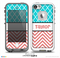 The Coral & White Chevron with Teal Morocan Name Script Skin for the iPhone 5-5s Fre LifeProof Case