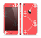 The Coral & White Vintage Solid Color Anchor Linked Skin Set for the Apple iPhone 5