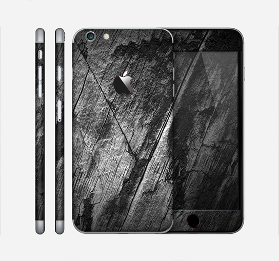The Cracked Black Planks of Wood Skin for the Apple iPhone 6 Plus