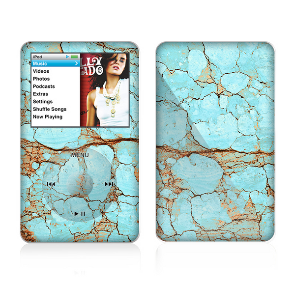 The Cracked Teal Stone Skin For The Apple iPod Classic
