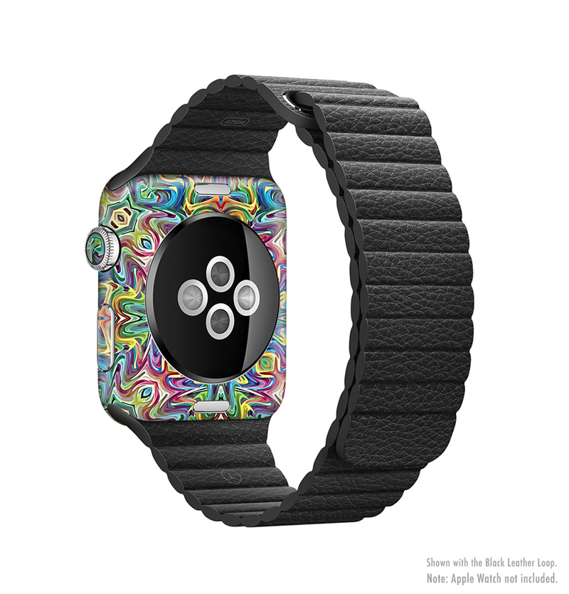 The Crazy Neon Mirrored Swirls Full-Body Skin Kit for the Apple Watch