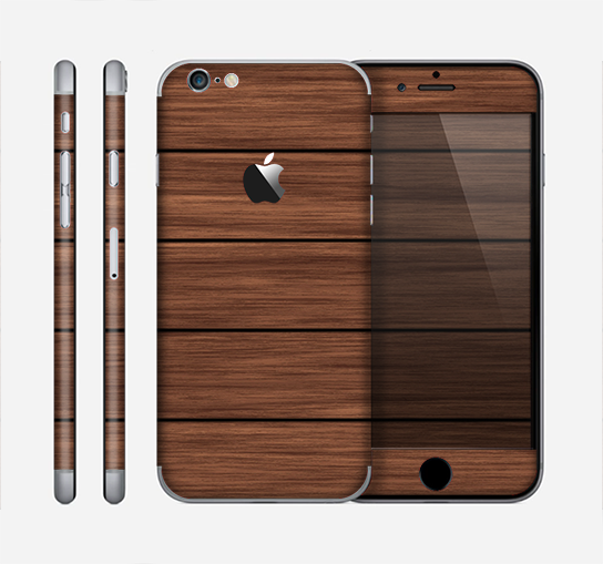 The Dark-Grained Wood Planks V4 Skin for the Apple iPhone 6