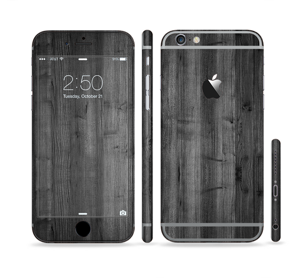 The Dark Black WoodGrain Sectioned Skin Series for the Apple iPhone 6