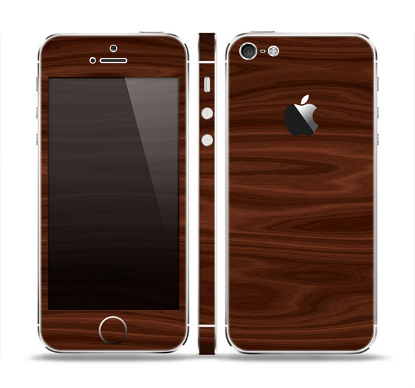 The Dark Brown Wood Grain Skin Set for the Apple iPhone 5