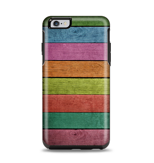The Dark Colorful Wood Planks V2 Apple iPhone 6 Plus Otterbox Symmetry Case Skin Set