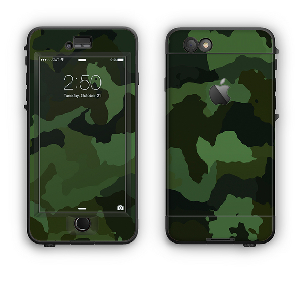 The Dark Green Camouflage Textile Apple iPhone 6 Plus LifeProof Nuud Case Skin Set