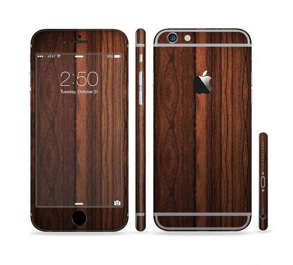 The Dark Heavy WoodGrain Sectioned Skin Series for the Apple iPhone 6 Plus