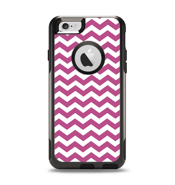 The Dark Pink & White Chevron Pattern V2 Apple iPhone 6 Otterbox Commuter Case Skin Set