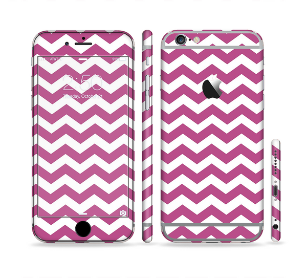 The Dark Pink & White Chevron Pattern V2 Sectioned Skin Series for the Apple iPhone 6