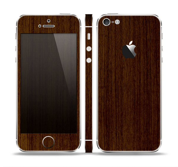 The Dark Quartered Wood Skin Set for the Apple iPhone 5