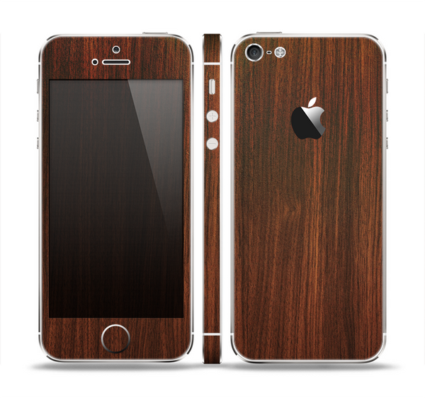 The Dark Walnut Stained Wood Skin Set for the Apple iPhone 5