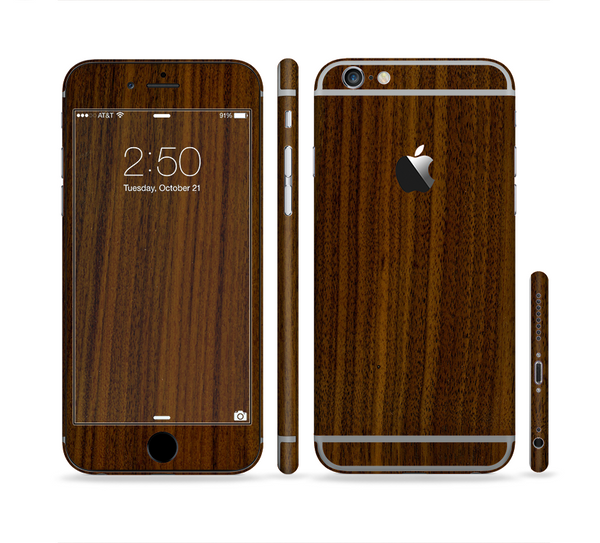 The Dark Walnut Wood Sectioned Skin Series for the Apple iPhone 6
