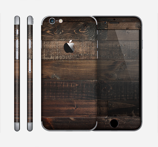 The Dark Wooden Worn Planks Skin for the Apple iPhone 6
