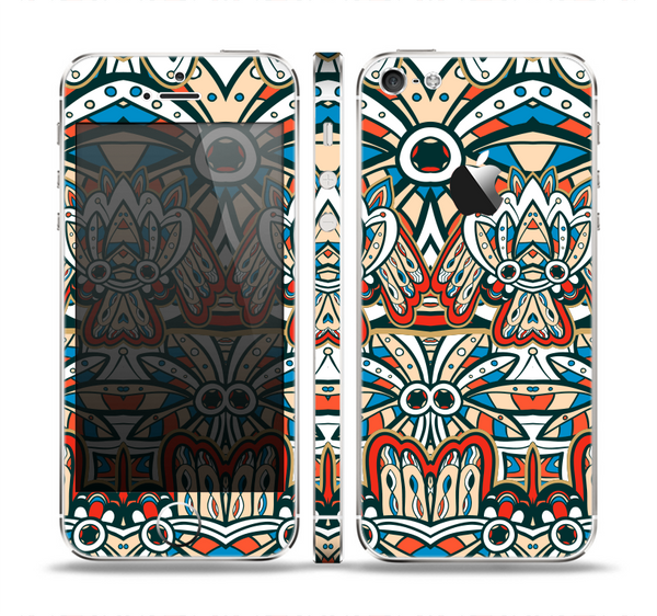 The Decorative Blue & Red Aztec Pattern Skin Set for the Apple iPhone 5