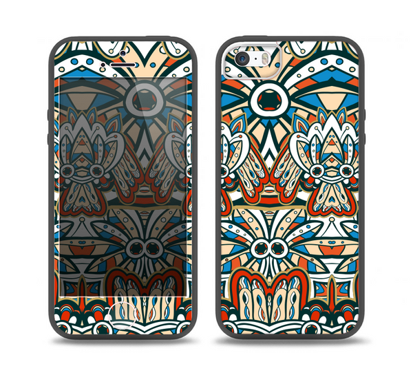 The Decorative Blue & Red Aztec Pattern Skin Set for the iPhone 5-5s Skech Glow Case