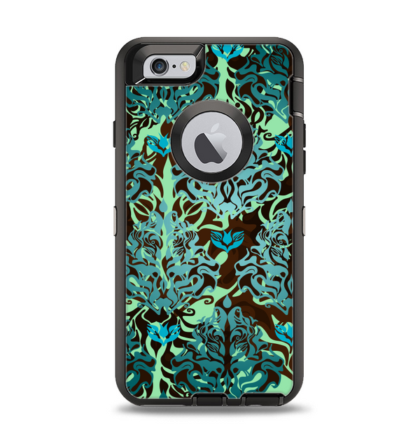 The Delicate Abstract Green Pattern Apple iPhone 6 Otterbox Defender Case Skin Set