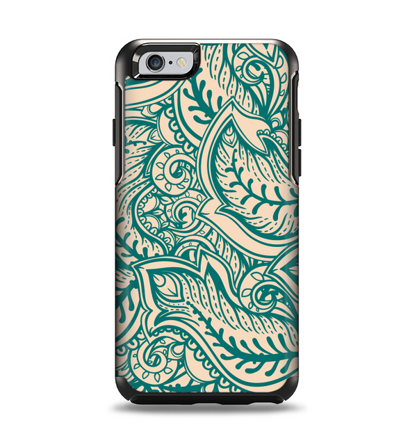 The Delicate Green & Tan Floral Lace Apple iPhone 6 Otterbox Symmetry Case Skin Set