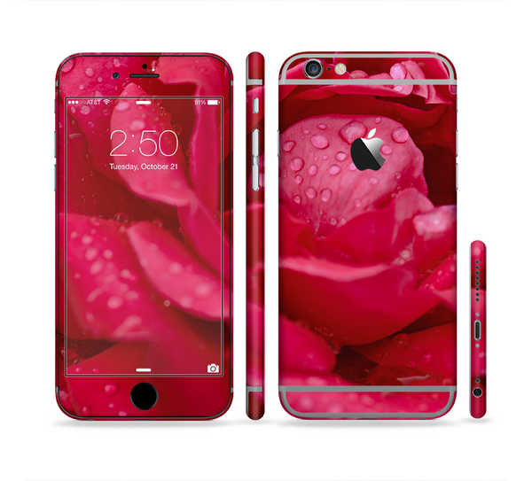 The Drenched Red Rose Sectioned Skin Series for the Apple iPhone 6