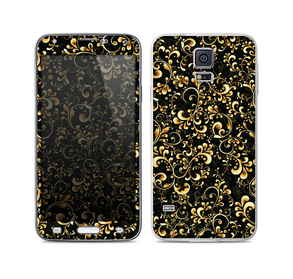 The Elegant Golden Swirls Skin For the Samsung Galaxy S5