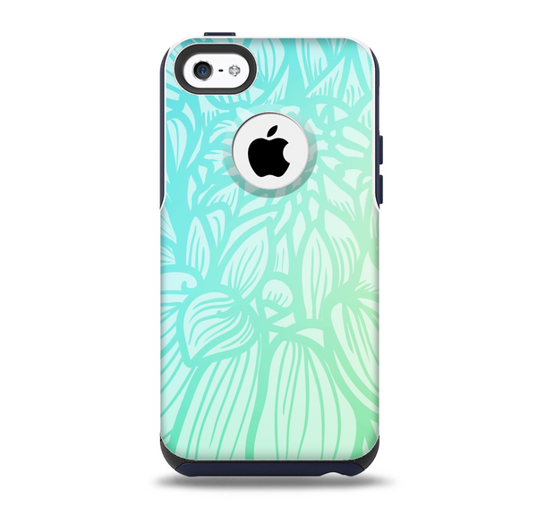 The Faded Blue & Green Subtle Floral Skin for the iPhone 5c OtterBox Commuter Case