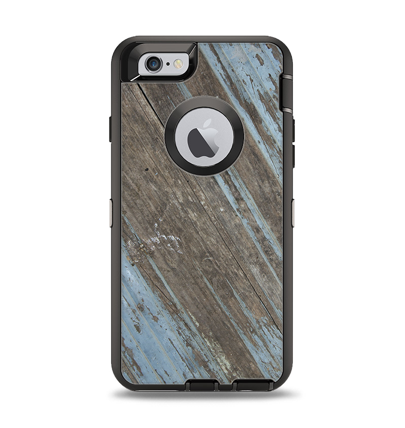 The Faded Blue Paint on Wood Apple iPhone 6 Otterbox Defender Case Skin Set