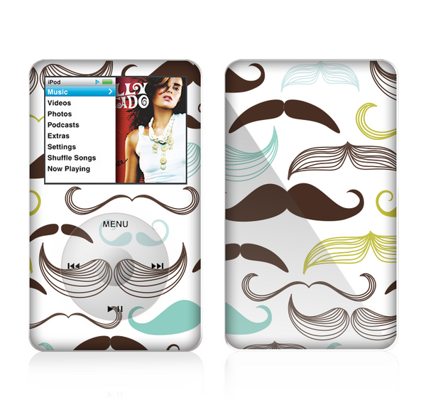 The Fashion Mustache Variety On White Skin For The Apple iPod Classic